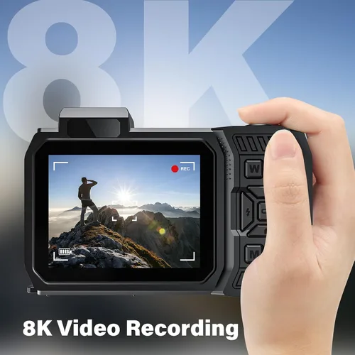 Vista 2 de Cámara digital WiFi de 8K UHD 70MP con tarjeta de 64 GB, resistente, impermeable, a prueba de polvo, a prueba de golpes, cámara submarina de 33