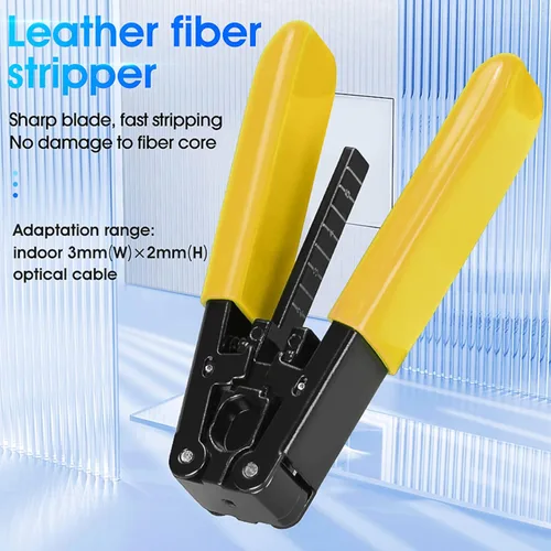Vista 8 de 2 piezas de pelacables de descenso de fibra óptica para cables de caída FTTH de 0.122 in x 0.079 in, alicates de pelado para cable óptico aislado