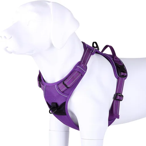 Vista 6 de JUXZH Truelove Arnés para perro sin tirones con mango de fácil control y 2 accesorios para correa, chaleco reflectante ajustable para mascotas