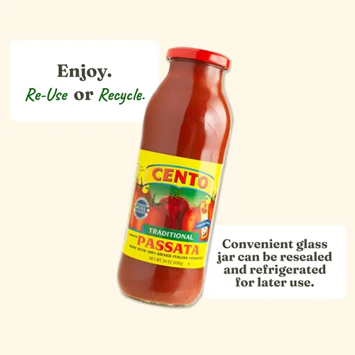 Vista 8 de Cento Puré de tomate Passata, 24 onzas (paquete de 6) Sin OMG y sin gluten; fabricado en Italia; puré tamizado suave para recetas de salsa
