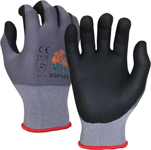 Vista 8 de WOLF Guantes de nitrilo ultradelgados con palma de espuma recubierta con agarre adhesivo, multiusos