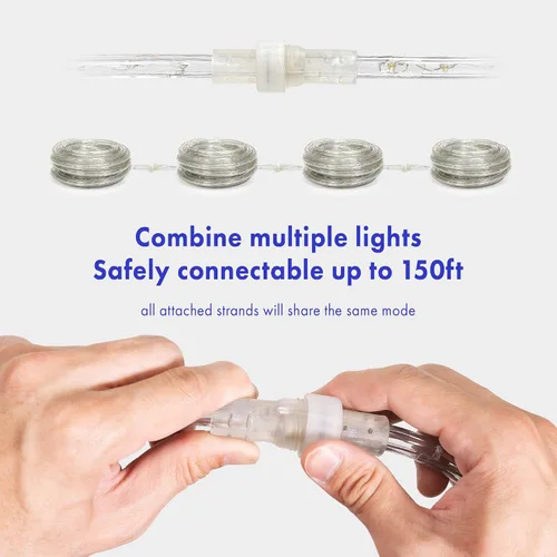 Vista 7 de Cuerda de luz LED verde de 60 pies con 648 luces LED con 8 modos de 1/2 pulgada de grosor, controlador conectable al aire libre, permanente