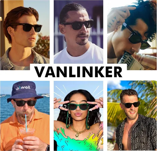 Vista 2 de VANLINKER Gafas de sol cuadradas de moda para hombres y mujeres, gafas de sol clásicas retro VL9766