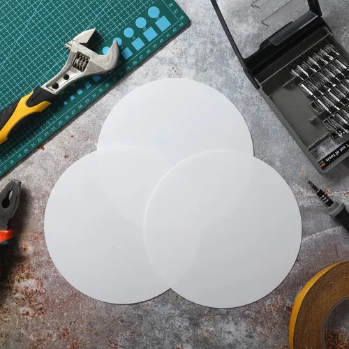 Vista 4 de Sosation 6 piezas de placa de techo cubierta de agujero de pared, placa plana de plástico en blanco con 48 piezas de cinta adhesiva de doble cara