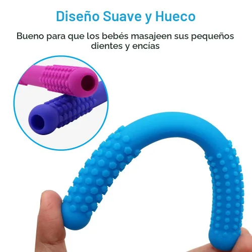 Vista 4 de Tubos de dentición huecos para bebés, niñas y niños, paquete de 6 tubos de silicona para bebés con mordida de lactancia, pajitas masticables