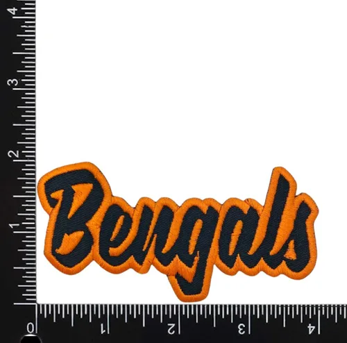 Vista 2 de Bengals, espíritu escolar, bordado, parche para planchar (sarga negra/contorno naranja)