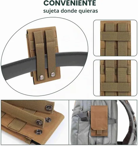 Vista 4 de Funda táctica para cinturón grande, funda de transporte Molle para menos teléfono de 6.5 pulgadas