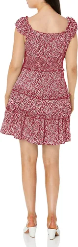 Vista 2 de YOBECHO Vestido corto de playa con cuello corazón y cintura alta con estampado floral para mujer