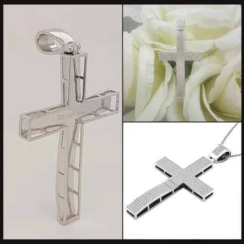 Vista 4 de Dazzlingrock Collection Colgante redondo de cruz religiosa hip hop de 073 quilates con cadena de 18 pulgadas 34 quilates disponible en metal de oro