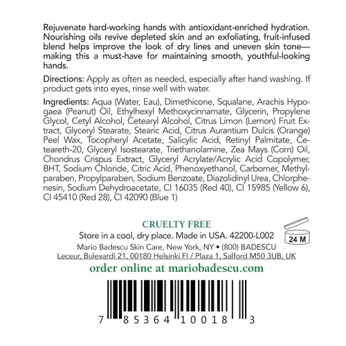 Vista 2 de Mario Badescu Crema de manos Fruit and Vitamin A – Loción ligera para manos para piel seca – Hidratante infundido con alfa-hidroxiácidos para una