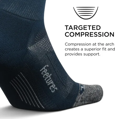Vista 2 de Feetures Elite Light Cushion Mini Crew Sock - Calcetines para correr para mujeres y hombres, compresión dirigida, absorbe la humedad