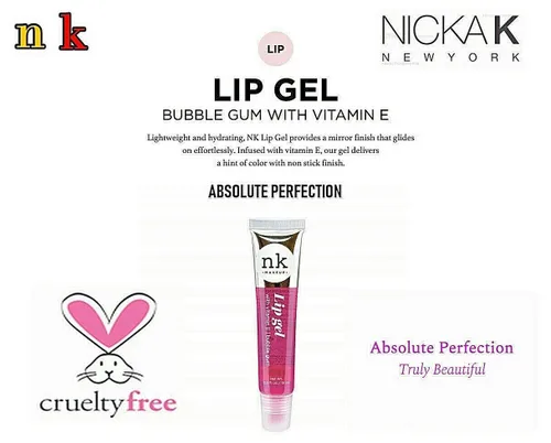 Vista 5 de Paquete de 4 Gel Labial Nicka K (TRANSPARENTE, FRESA, CEREZA, CHICLE)