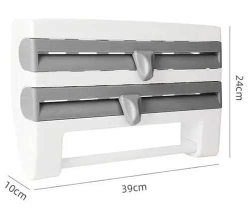Vista 3 de Dispensador Rollo Papel Cocina 4en1 Cortador Aluminio Papel.