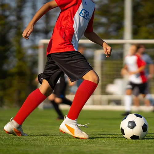 Vista 4 de Calcetines deportivos deportivos de fútbol para jóvenes, niños y niñas de 4 a 16 años de edad, calcetines deportivos altos
