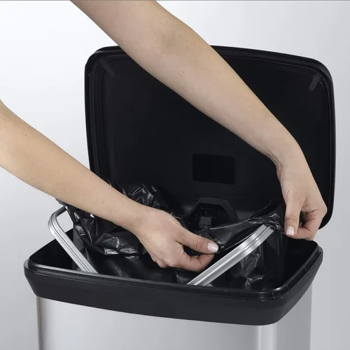 Vista 7 de Curver Tapa en acero inoxidable como acabado, reciclaje perfecto para uso doméstico en interiores para eliminación de basura, 50 litros, metálico