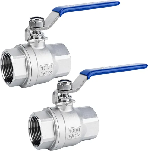 Vista 15 de 2 válvulas de bola de acero inoxidable 304, NPT hembra de puerto completo con mango de aislamiento de vinilo azul resistente (2, 1 pulgada)