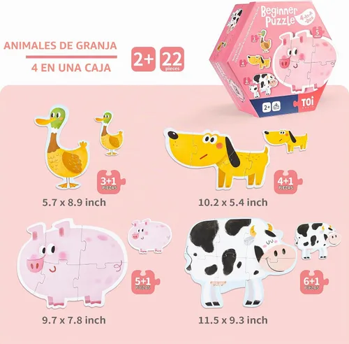 Vista 2 de TOI Rompecabezas de piezas grandes para niños de 2 a 4 años, rompecabezas
