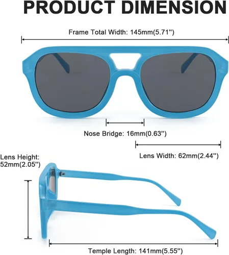 Vista 4 de Karsaer Gafas de sol clásicas de aviador para hombres y mujeres, gafas de piloto de doble puente vintage para hombres y mujeres K7129