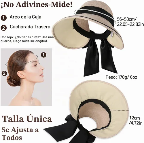 Vista 2 de Ababalaya Sombreros de sol enrollables para mujer, sombrero de playa de Beige jaspeado