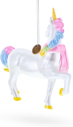 Vista 4 de Encantador unicornio arcoíris - Adorno navideño de vidrio soplado