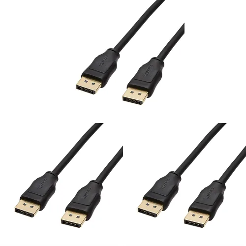 Vista 9 de Amazon Basics Cable DisplayPort 1.2, 21.6Gbps de alta velocidad, 4K @60Hz, 2K @165Hz, chapado en oro, 6 pies, negro