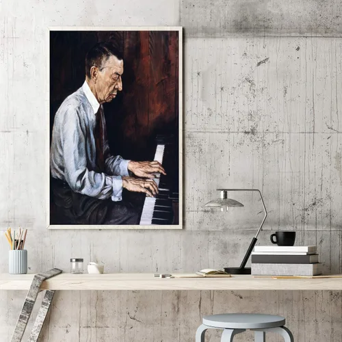 Vista 2 de Sergei Rachmaninoff N (1873-1943) Pianista Ruso Compositor Y Director Pintura Al óleo De Boris Chaliapin (1904-1979) Póster Impresión por (18 x 24)