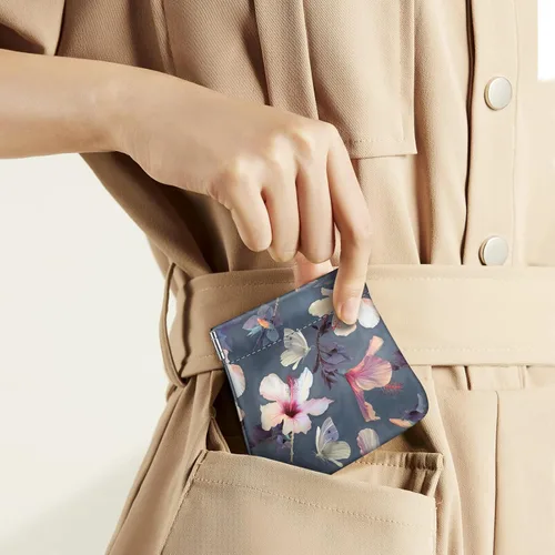 Vista 8 de Fintie - Monedero de piel sintética para monedas para mujeres y niñas, Hibisco floreciente., Moda