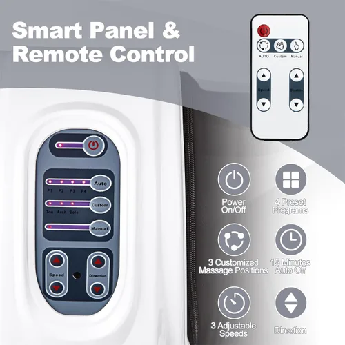 Vista 6 de ARLIME Masajeador de pies Shiatsu con control remoto, 4 modos de amasamiento profundo, masaje de piernas y tobillos y pantorrillas y pies para Blanco
