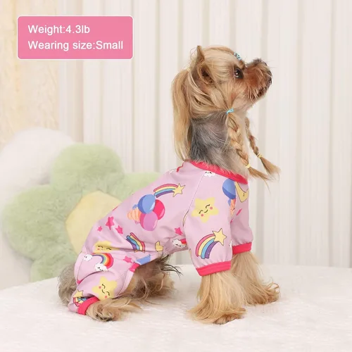 Vista 3 de Pijamas para perros pequeños, ropa para perros pequeños, ropa para perros pequeños, ropa suave y elástica para chihuahua, Yorkie, pijamas de verano