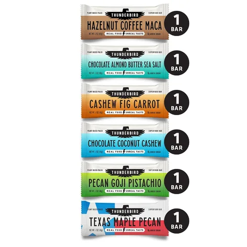 Vista 4 de Thunderbird Real Food Bars - Paquete variado de barras de bocadillos veganos paleo y sin gluten, 102 onzas