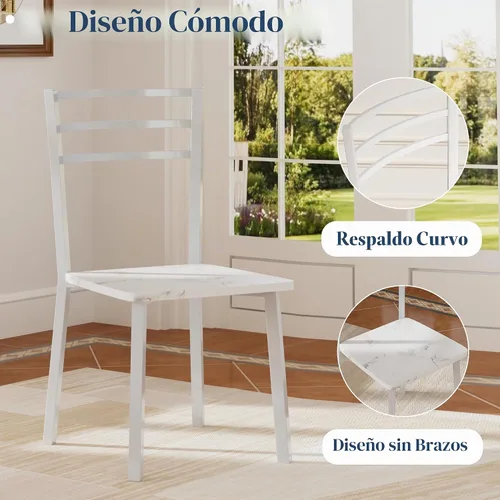 Vista 5 de VECELO Juego de mesa de comedor redonda pequeña para 2, mesa de madera con marco de metal fuerte, comedor moderno con sillas para cocina, rincón