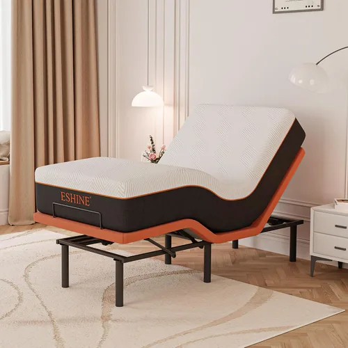 Vista 11 de ESHINE - Base de cama ajustable individual XL con colchón + colchón de espuma viscoelástica de gel de 8 pulgadas (firmeza media), control por