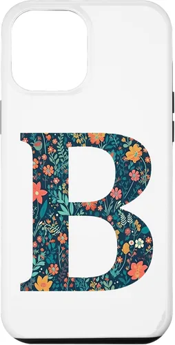 Vista 10 de iPhone 12 mini monograma iniciales floral letra B bonito patrón flores caso