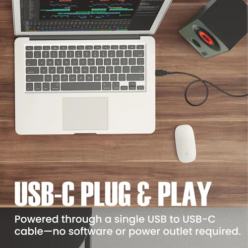 Vista 3 de Audiosource Altavoces de escritorio para PC con Bluetooth 5.3, USB-C Plug & Play, altavoces de computadora estéreo 2.0 con controladores duales
