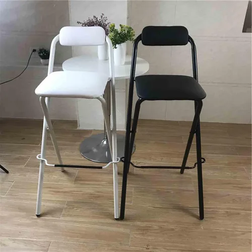 Vista 3 de Silla de bar plegable de 26 pulgadas, 28 pulgadas, 30 pulgadas, taburete de bar plegable con respaldo, taburete de bar de desayuno con placa