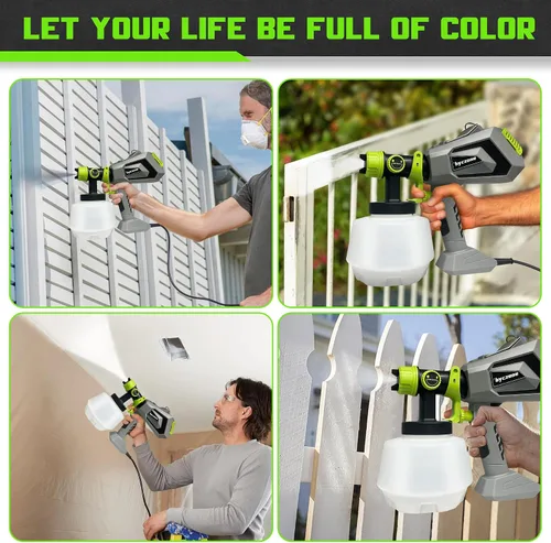 Vista 7 de Pulverizador de pintura para pintura de casa, 700 W de potencia de pintura y pulverizadores HVLP con 4 boquillas de cobre y 3 patrones