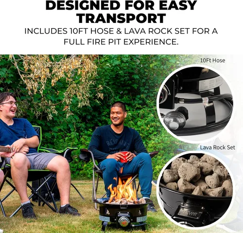 Vista 7 de Outland Living - Chimenea de propano portátil de 19 pulgadas, 58,000 BTU de gas sin humo Perfecta para camping, patio, jardín, tailgating