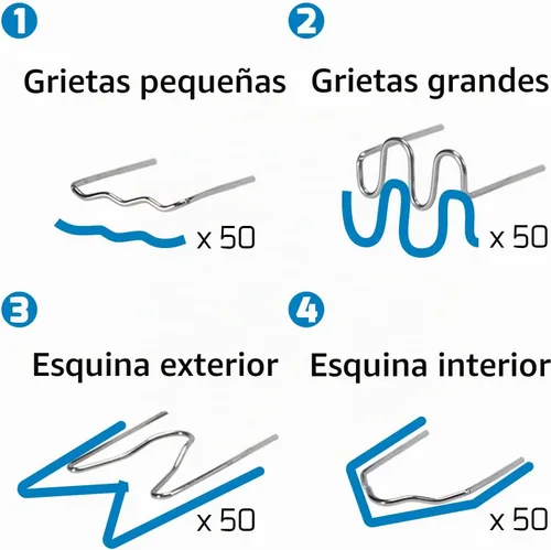 Vista 7 de Kit de soldador de plástico WEP 960-V 110V con luces LED con 200 grapas calientes y alicates para soldadura de plástico de parachoques de coche Azul