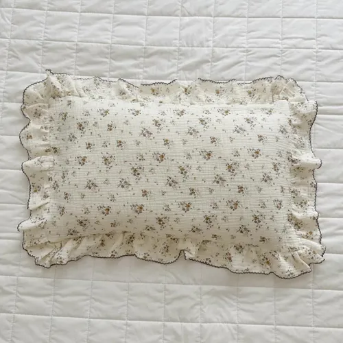 Vista 46 de BuLuTu Funda de almohada de muselina de algodón para niños pequeños con bonito patrón de flores de azalea, súper suave, funda de almohada para cuna
