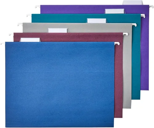 Vista 9 de Amazon Basics Carpetas colgantes para archivos, tamaño carta, aguamarina, paquete de 25