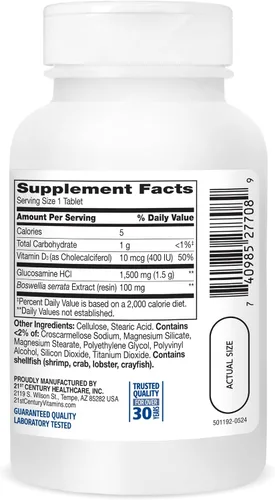 Vista 5 de 21st Century Glucosamine Daily Complex Plus D Tabletas, 60 unidades (27708)