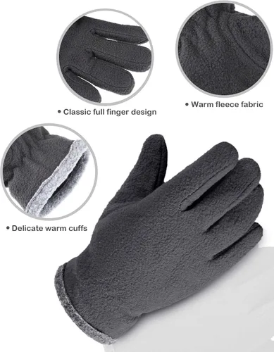 Vista 4 de SATINIOR 3 pares de guantes de forro polar para niños, guantes de invierno, guantes gruesos con forro cálido para niños y niñas