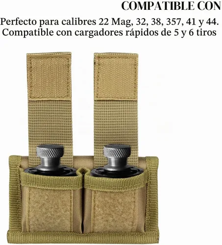 Vista 5 de Kosibate Estuche para Cinturón Speedloader de Nylon Táctico, Doble Cargador de Cinturón de Ajuste Universal .357 .44 La mayoría de .38 a .45 Colt