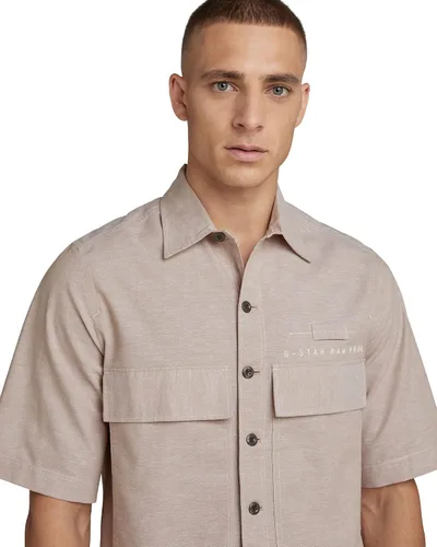 Vista 3 de G-Star Raw Camisa Pocketony de manga corta con botones para hombre, Westpoint caquiblanco