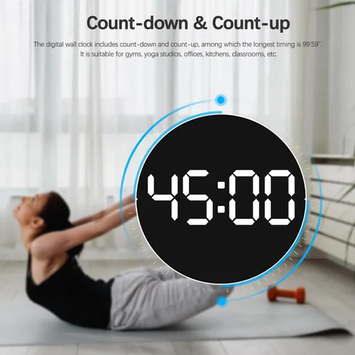 Vista 6 de JoFomp Reloj de pared digital grande de 10 pulgadas con control remoto, pantalla LED, reloj despertador digital enchufable, brillo automático, DST