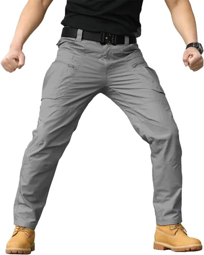 Vista 2 de NAVEKULL Pantalones tácticos de senderismo para hombre, pantalones cargo de combate militares antidesgarros, ligeros, pantalones de trabajo