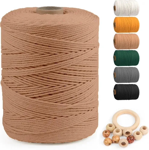Vista 74 de ZUEXT Cordón de algodón para macramé de 4 mm x 500 m, ZUEXT Cordones trenzados naturales hechos a mano en verde manzana de 4 hebras, cuerda de lana