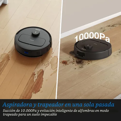 Vista 3 de ECOVACS DEEBOT N20e Plus Robot Aspiradora y Trapeadora, succión fuerte de 10000Pa, base de vaciado automático sin bolsa, rodillo sin enredos