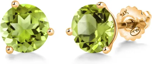Vista 8 de Gem Stone King Aretes de Martini de oro amarillo de 14 quilates Aretes de tuerca de 3 puntas para mujeres y hombres Redondos de 0.236 pulgadas
