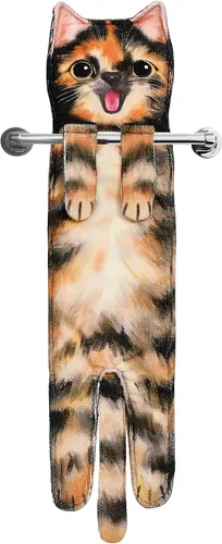 Vista 10 de Divertidas toallas de mano para decoración de baño y cocina, bonita toalla de mano colgante de gato, accesorios de cocina, ideas únicas de regalo
